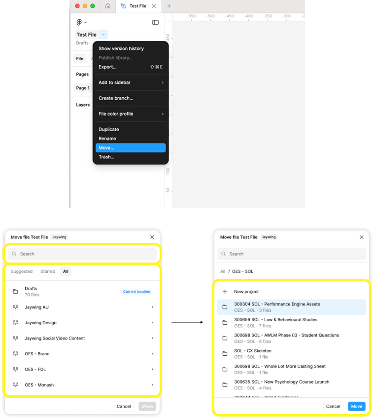 Moving a Figma slide file into a project folder